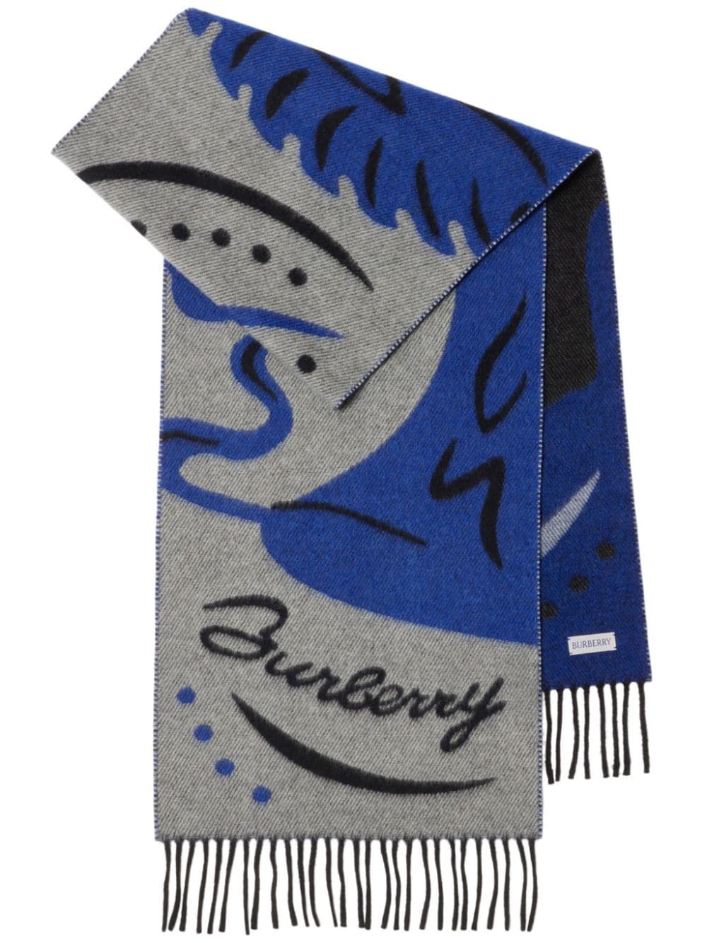 Shop Burberry Mirrored Horse Cashmere Scarf In Blau