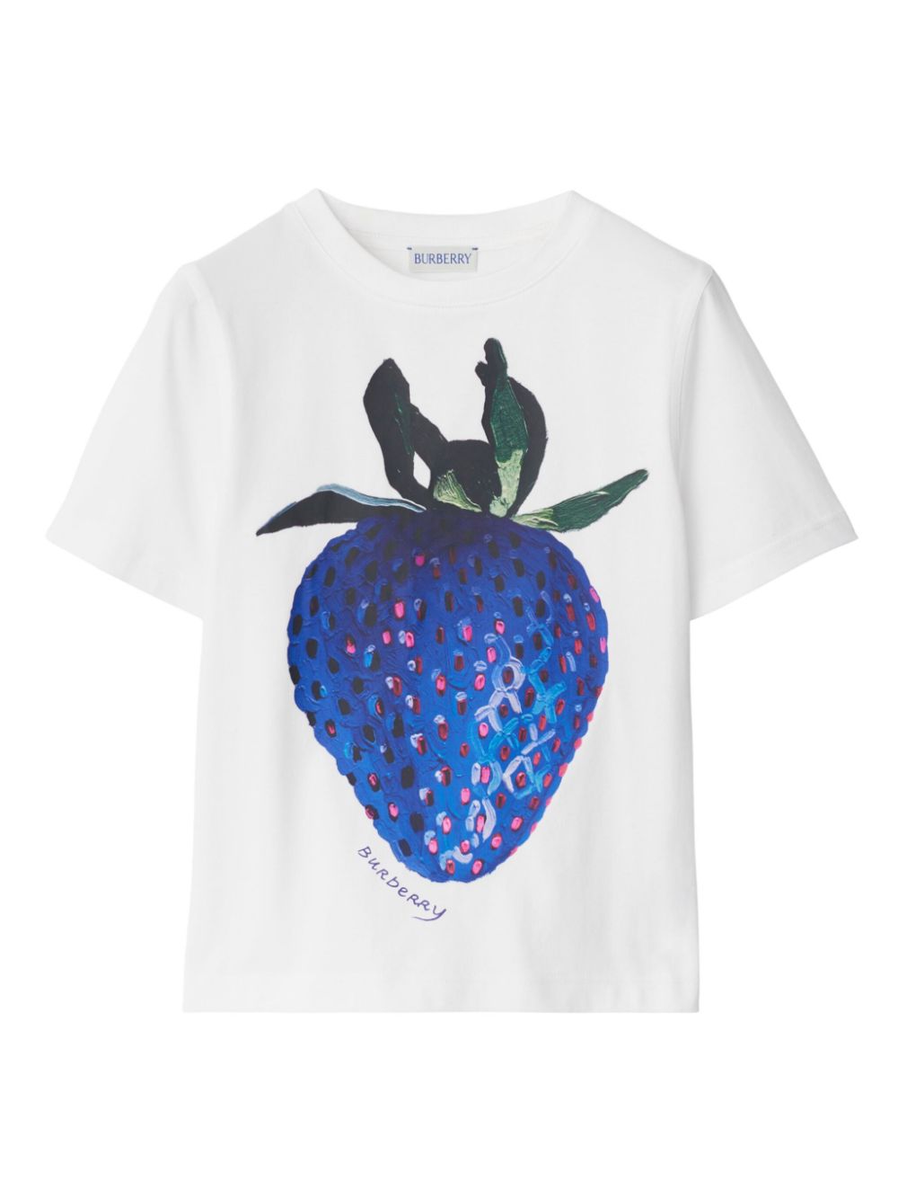 Burberry Kids Katoenen T-shirt met aardbeienprint Wit