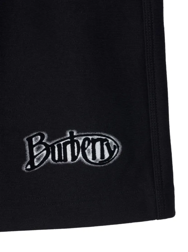 Burberry flocked-logo cotton-blend Shorts | Black | FARFETCH