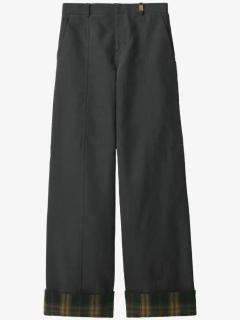 Burberry pantalones con ribete a cuadros