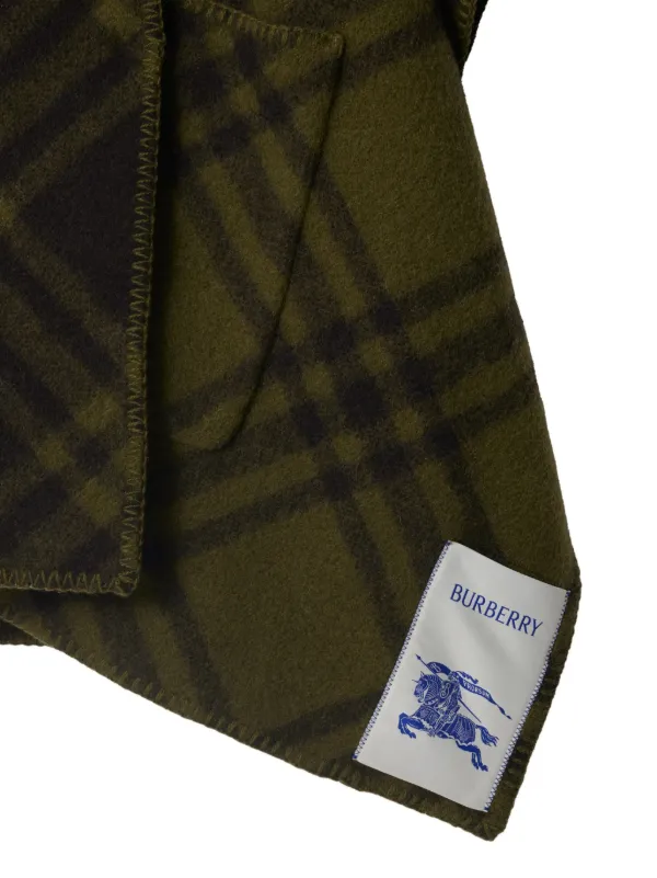 Burberry Check Wool Cape | Green | FARFETCH