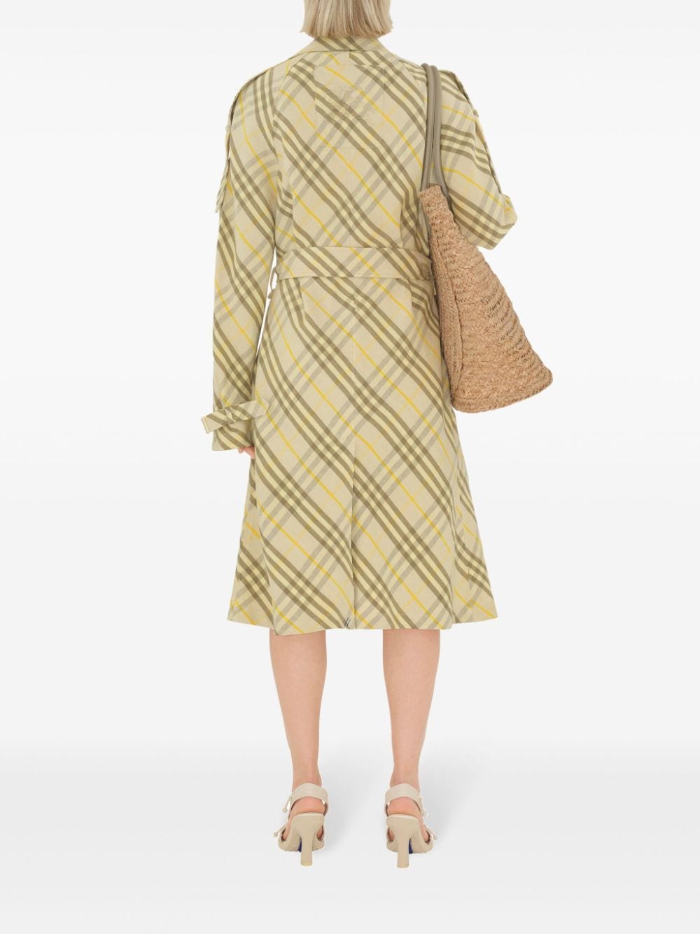 Cheap Burberry checked linen trench coat Women