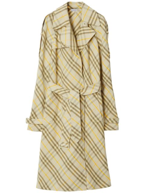 Burberry checked linen trench coat Women