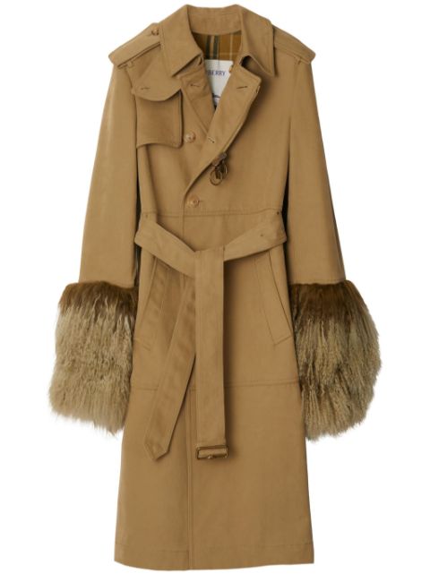 Burberry shearling-trimmed trench coat Women