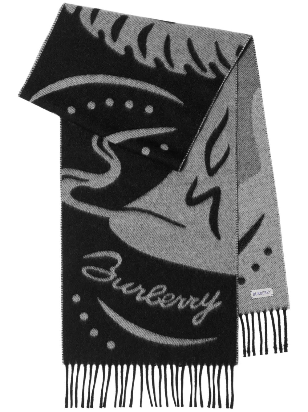 Burberry Mirrored Horse kasjmier sjaal Zwart