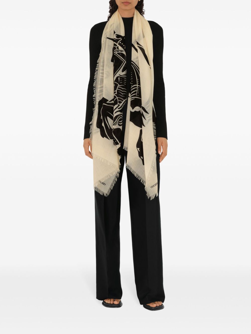 Shop Burberry Ekd Wool Scarf In Neutrals