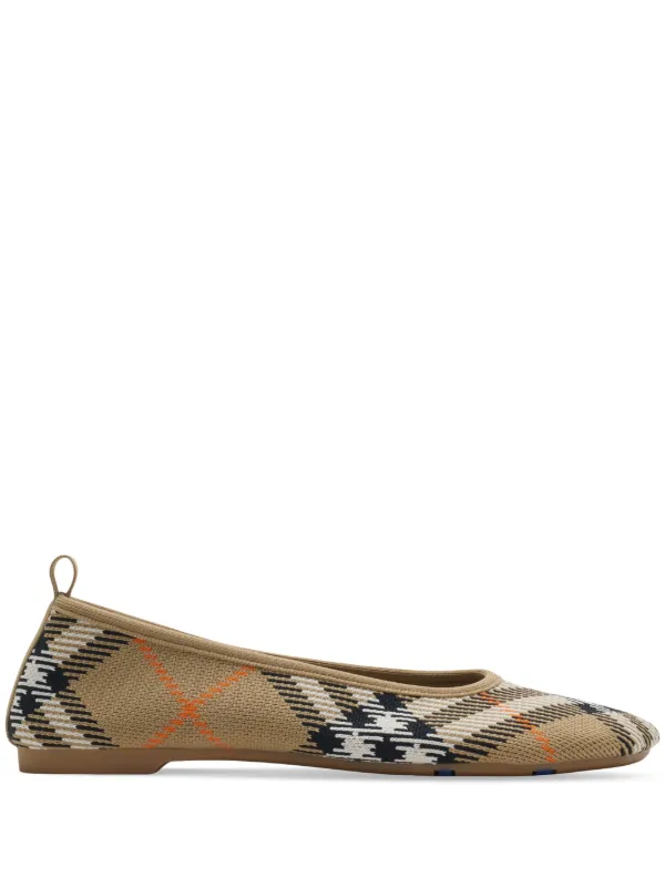 Burberry Checkered Knitted Ballerina Shoes Neutrals FARFETCH IE