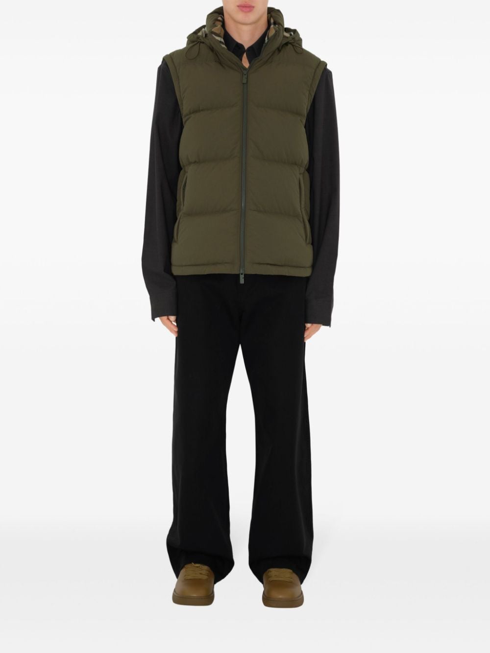 Shop Burberry Detachable-sleeve Puffer Jacket In Green