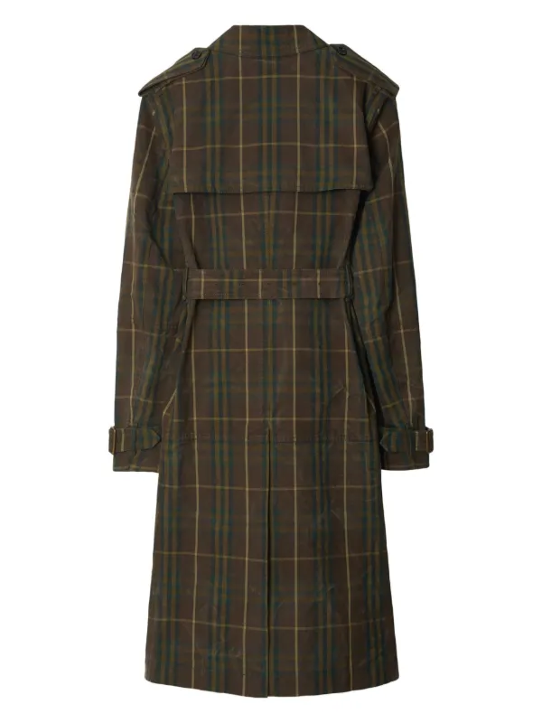 Burberry Checked Cotton Trench Coat | Brown | FARFETCH