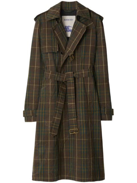 Burberry checked cotton trench coat Men