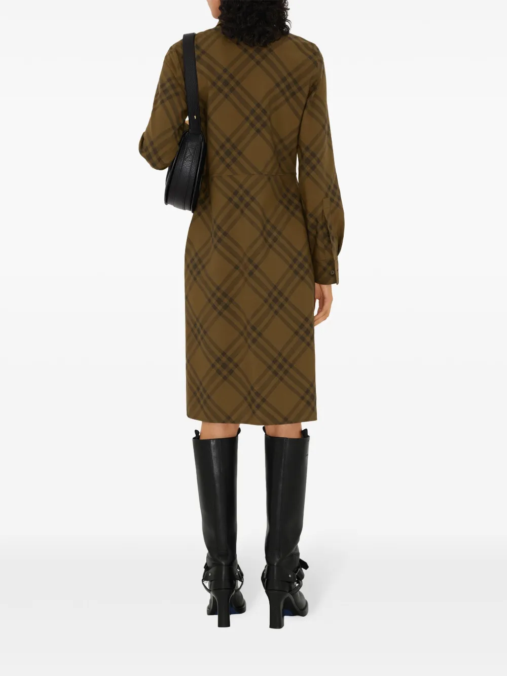 Burberry Geruite wollen blousejurk Bruin