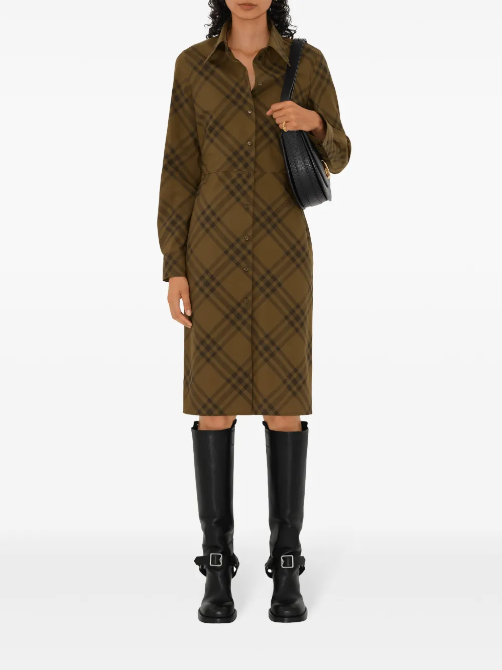 Burberry Checked Wool Shirt Dress | Brown | FARFETCH