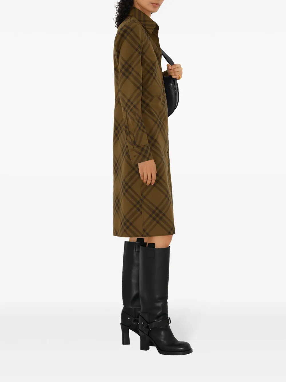 Burberry Geruite wollen blousejurk Bruin
