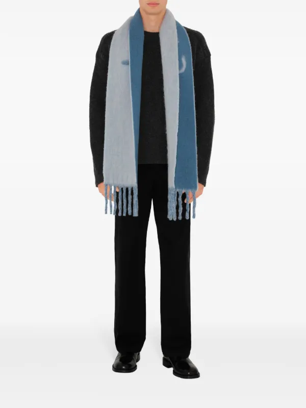 Burberry logo-intarsia Reversible Scarf | Blue | FARFETCH