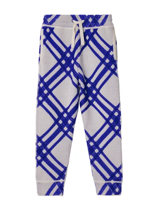 Burberry Kids check-print Wool Joggers | Blue | FARFETCH SG