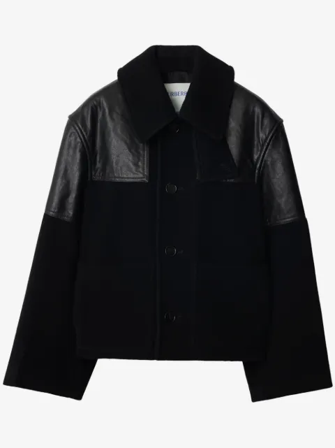 Burberry panelled leather-wool jacket