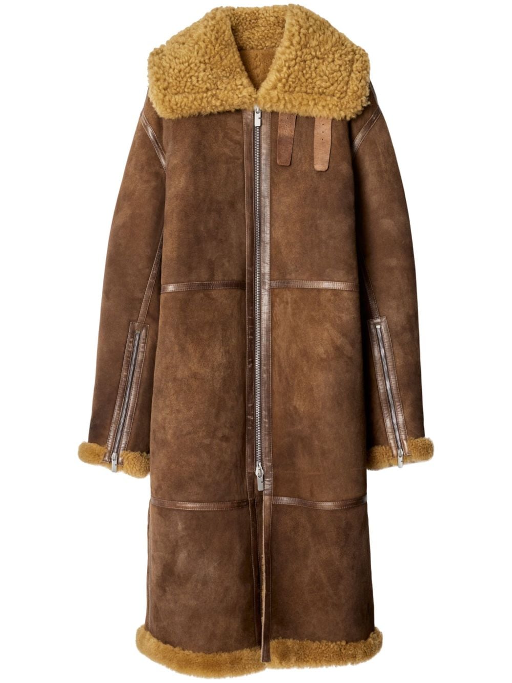 Shop Burberry Shearling Coat In Brown