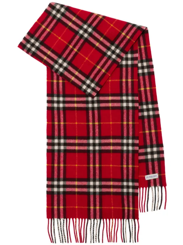 Burberry Cachecol De Cashmere Xadrez | Vermelho | FARFETCH BR