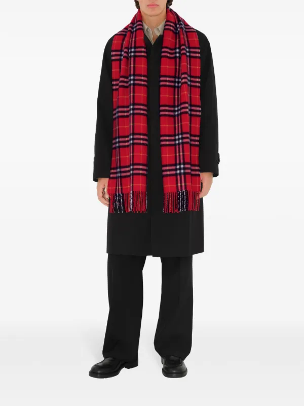 Burberry Cachecol De Cashmere Xadrez | Vermelho | FARFETCH BR