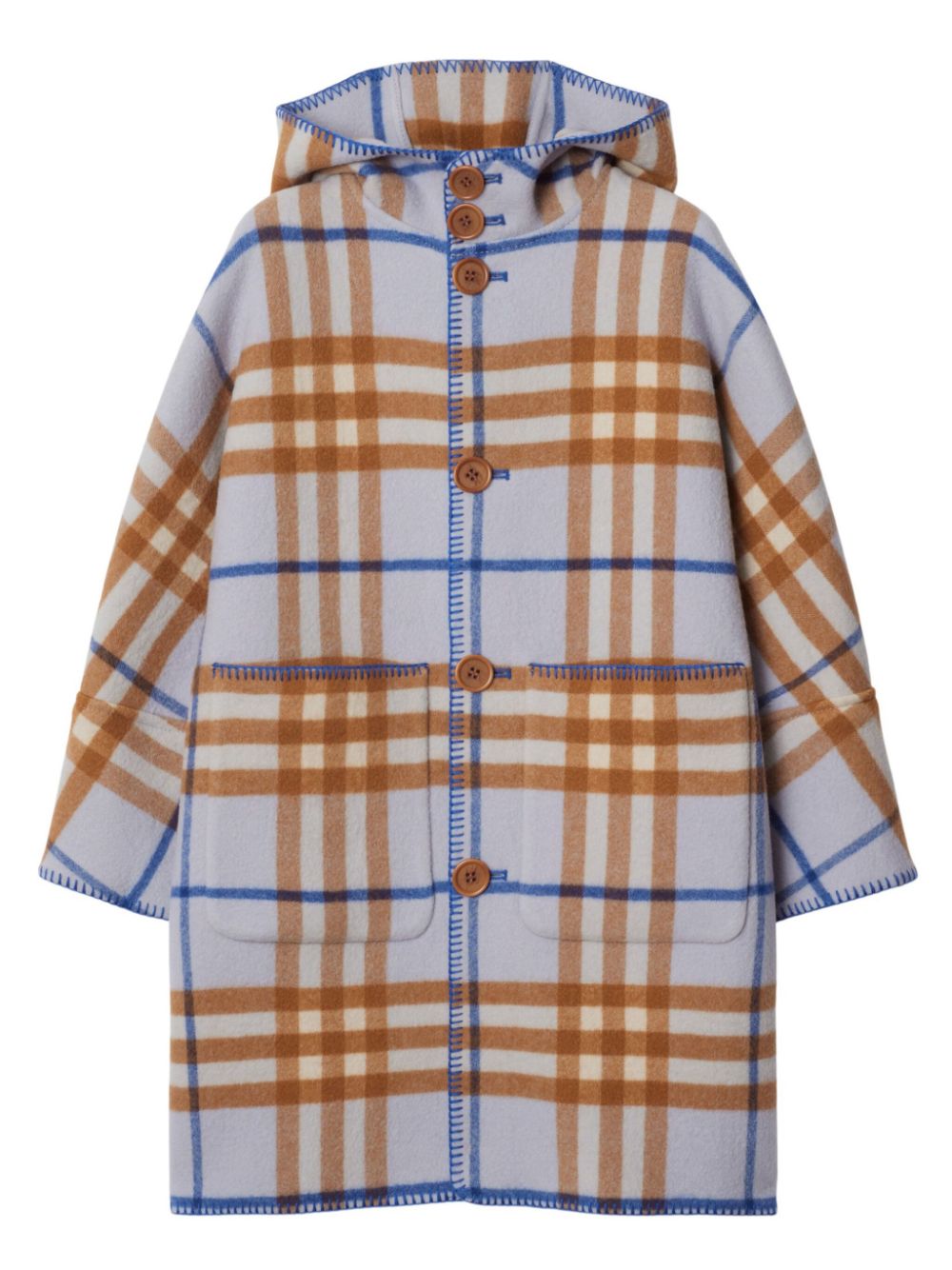 Burberry Kids check duffle coat - Blue