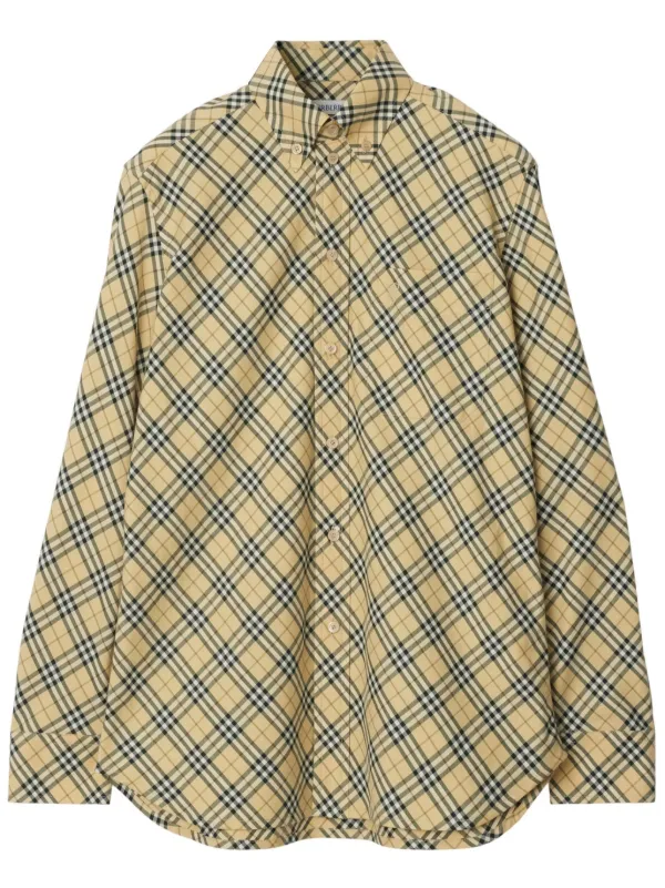 Burberry check pattern Cotton Shirt Neutrals FARFETCH TR