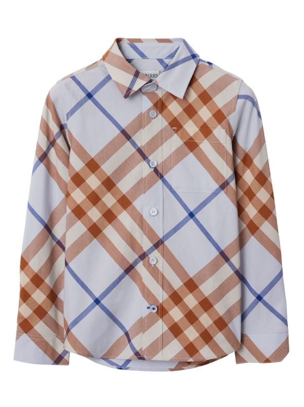 Burberry Kids Owen Shirt Blue FARFETCH TR