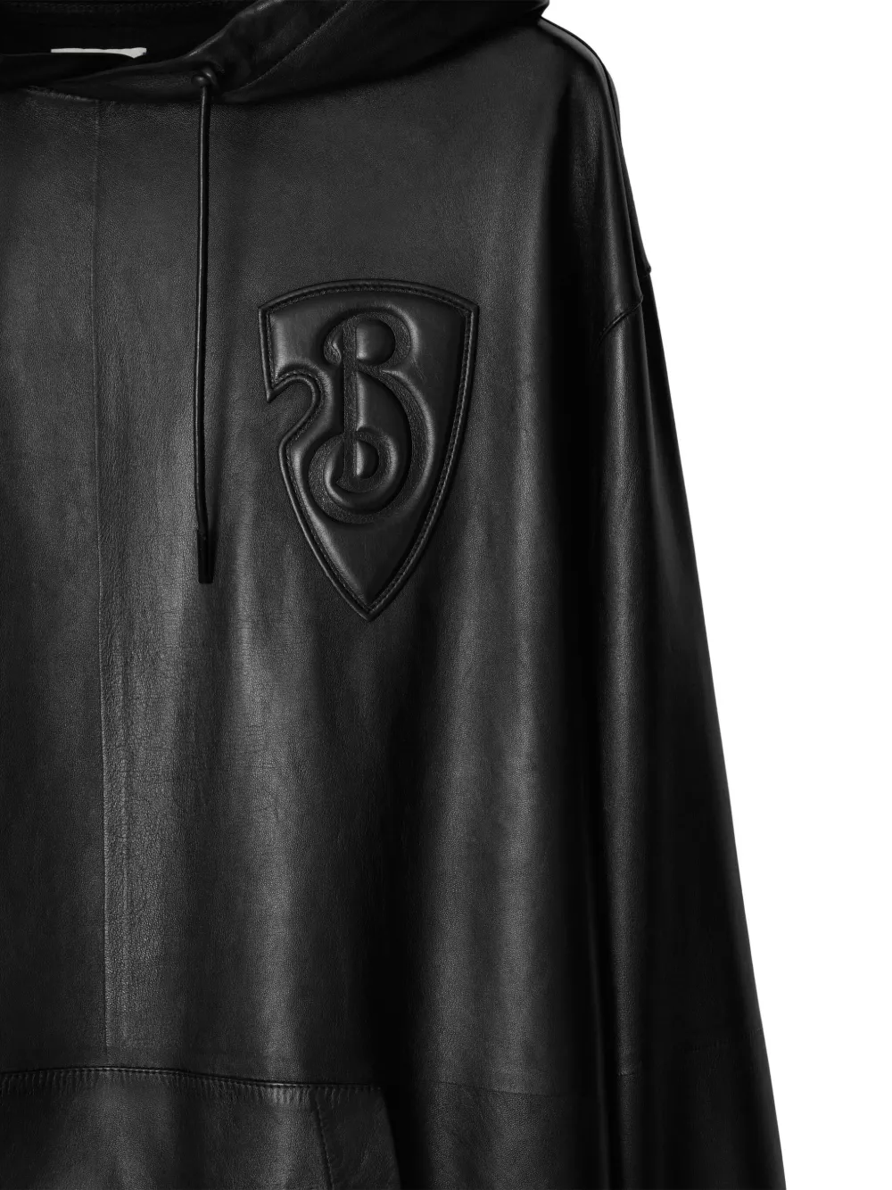 Burberry B Shield leren hoodie Zwart