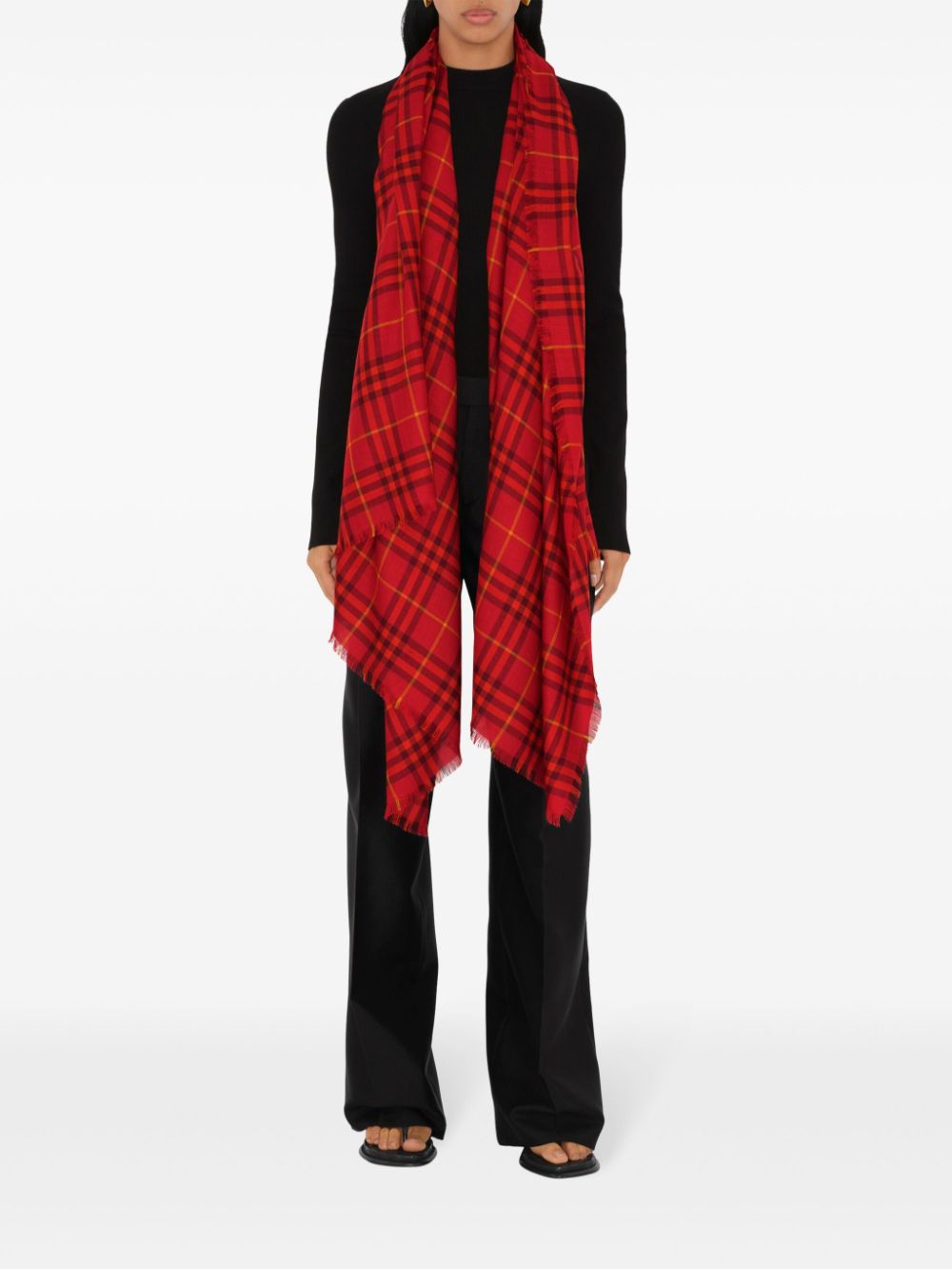 Affordable Burberry checkered cashmere-blend scarf Women