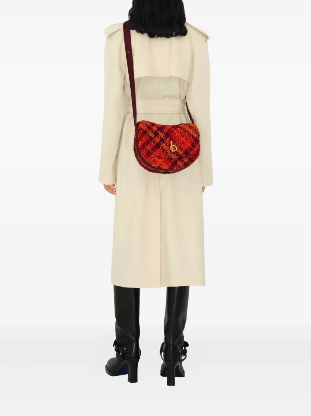 Burberry Medium Rocking Horse tweed crossbodytas Rood