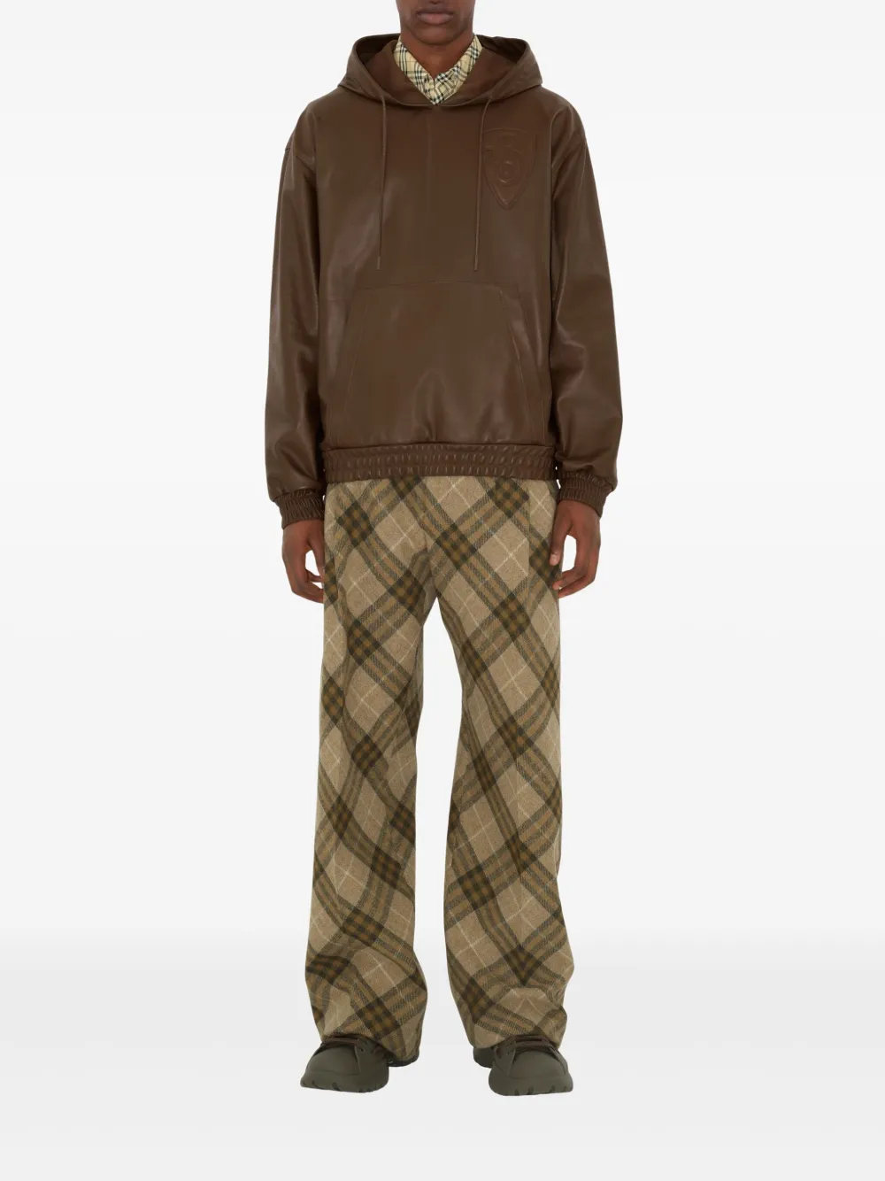 Burberry B Shield leren hoodie - Bruin