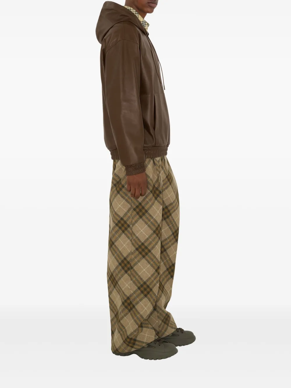 Burberry B Shield leren hoodie Bruin