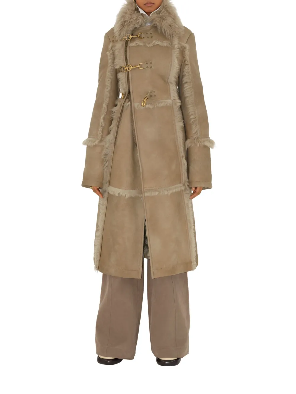 Burberry Shearling Coat In Neutrals