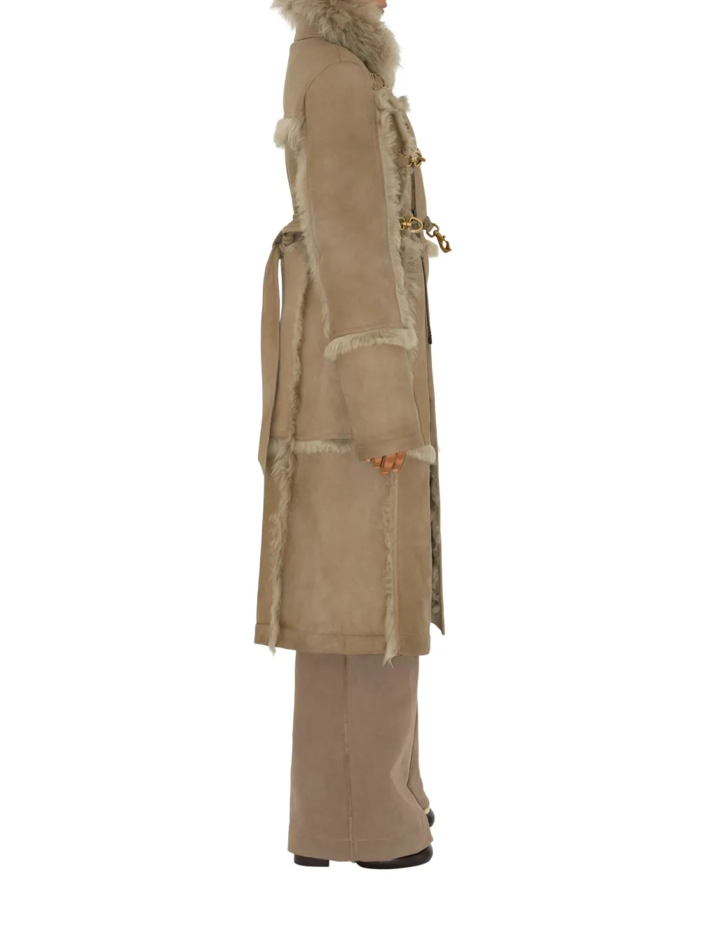 Burberry Shearling Coat In Neutrals