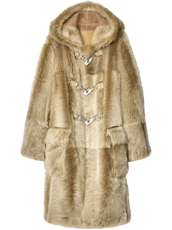【送料&関税込】Burberry Faux Fur Trim Sleeved Duffle Coat Burberry Shearling Duffle Coat | Neutrals | FARFETCH