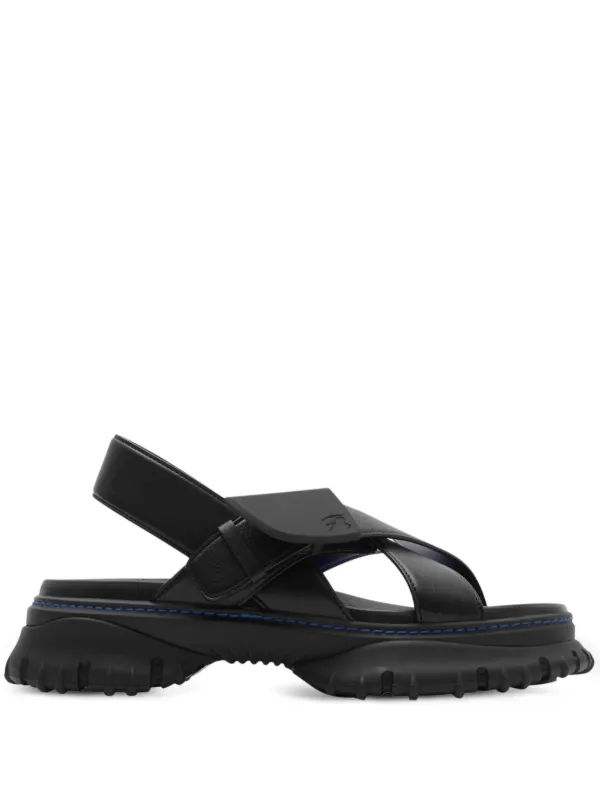 Burberry Pebbled Leather Sandals Black FARFETCH EG