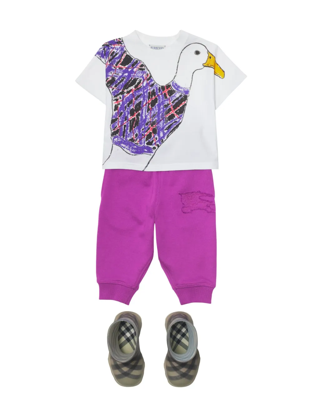 Burberry Kids Katoenen T-shirt met ganzenprint Wit