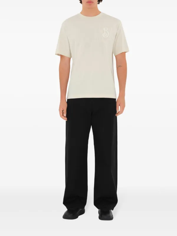 【関税＆送料込み】Burberry Trousers With B Shield Emblem I Burberry B Shield Emblem Straight Pants in Gray | Lyst