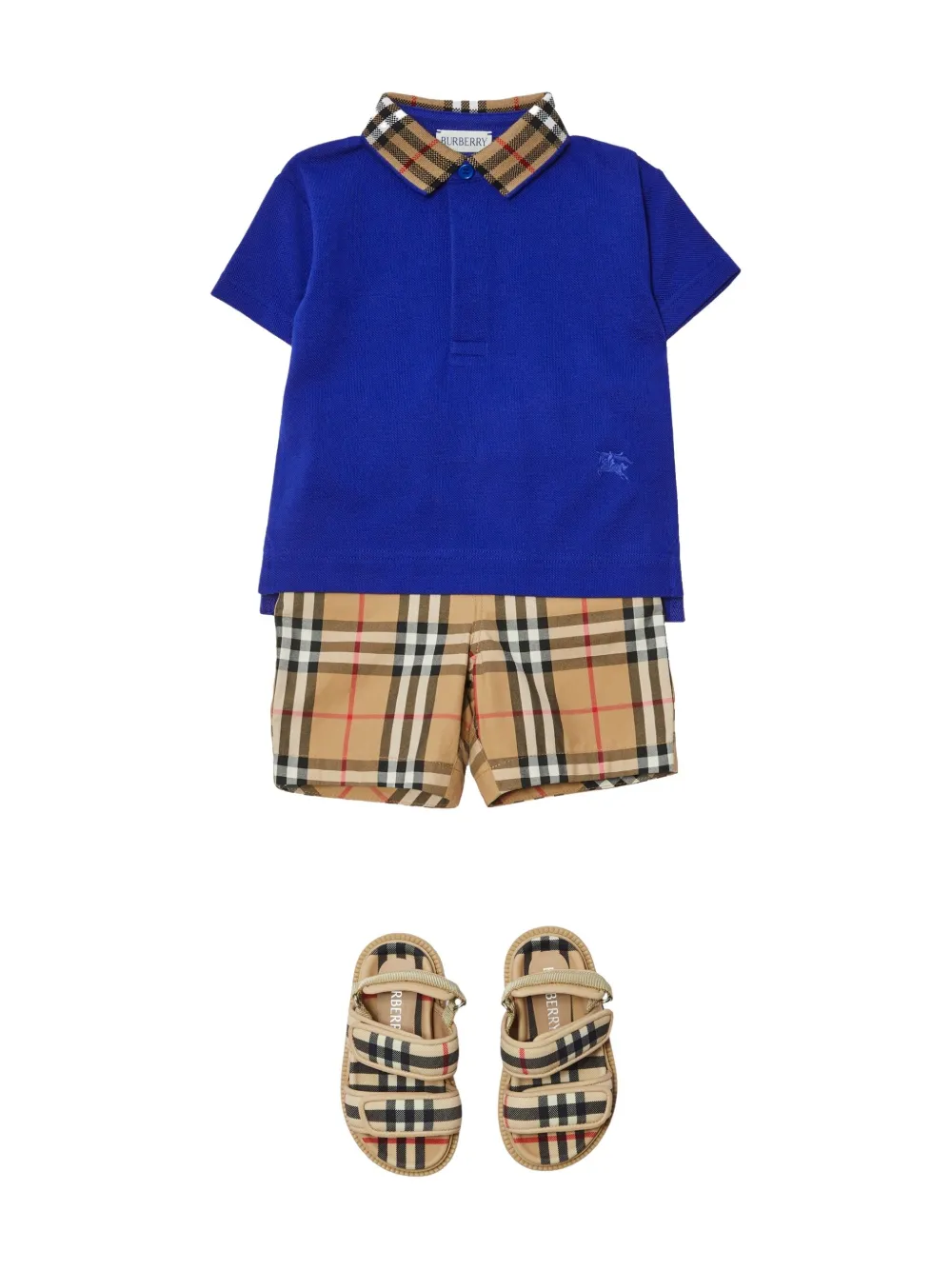 Burberry Blue Cotton Polo Shirt In Blue