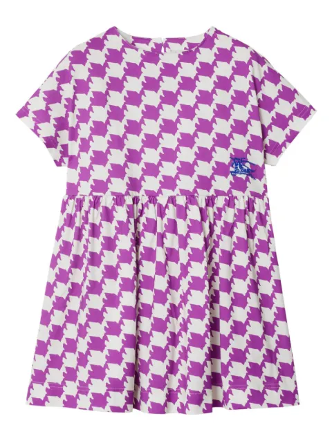 Burberry Kids فستان قطن بكاروهات مكسورة