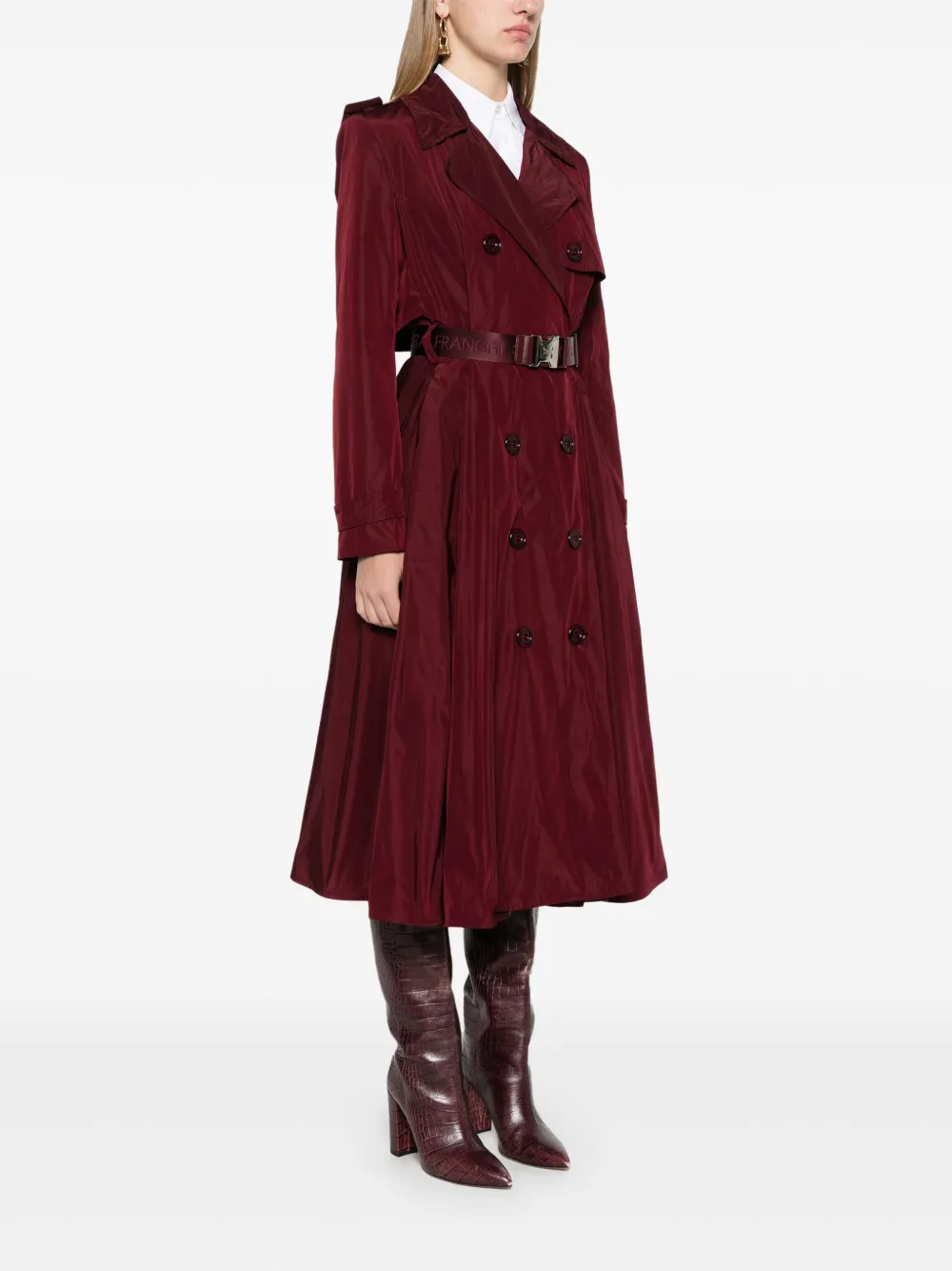 Elisabetta Franchi Belted Trench Coat Red FARFETCH AE