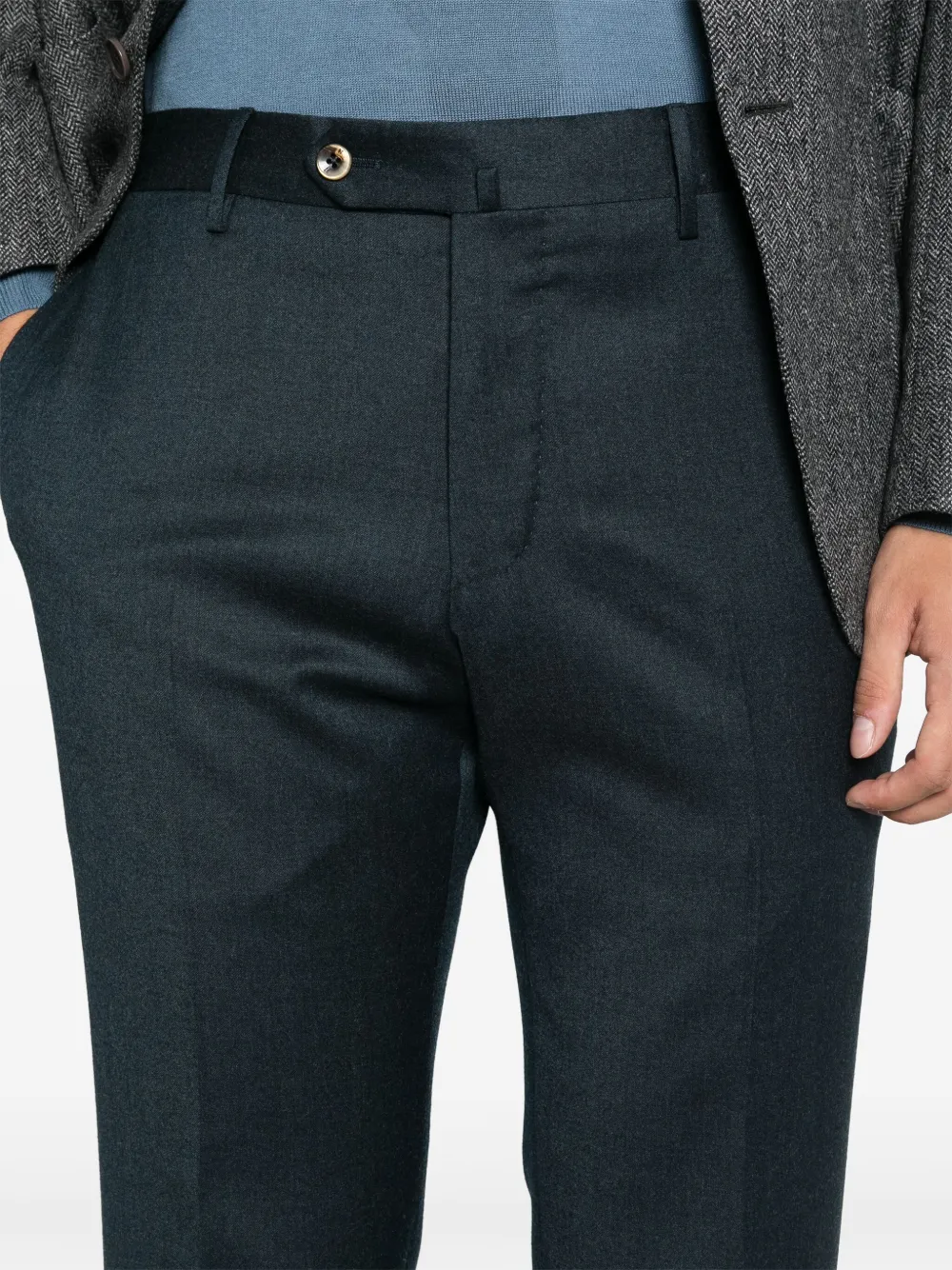 Shop Pt Torino Pressed-crease Trousers In Blau
