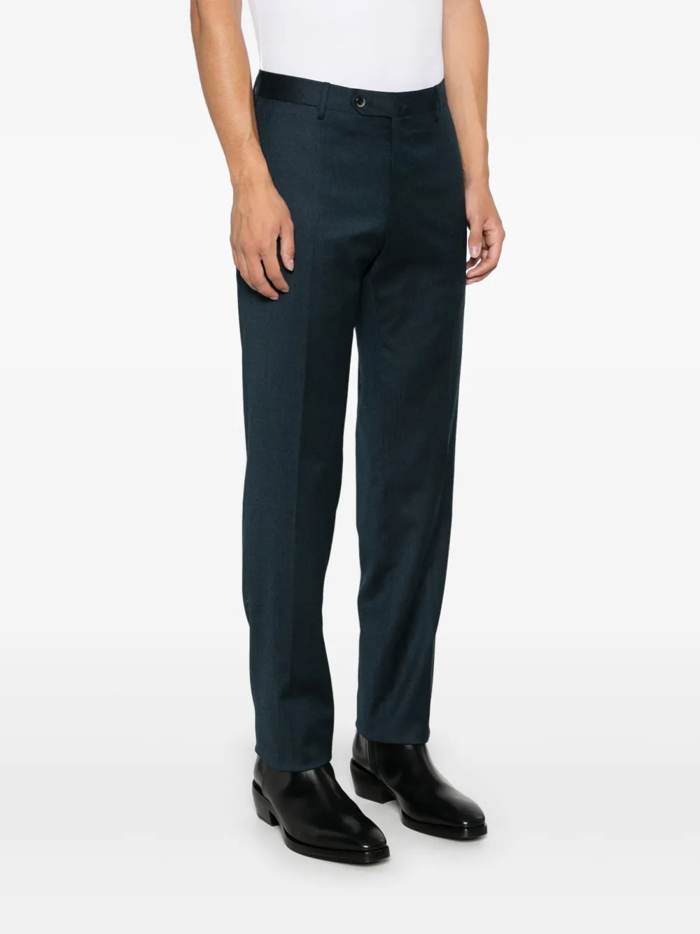 Shop Pt Torino Pressed-crease Trousers In Blau