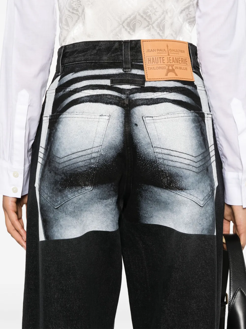 Jean Paul Gaultier Body jeans met Marinière print Zwart
