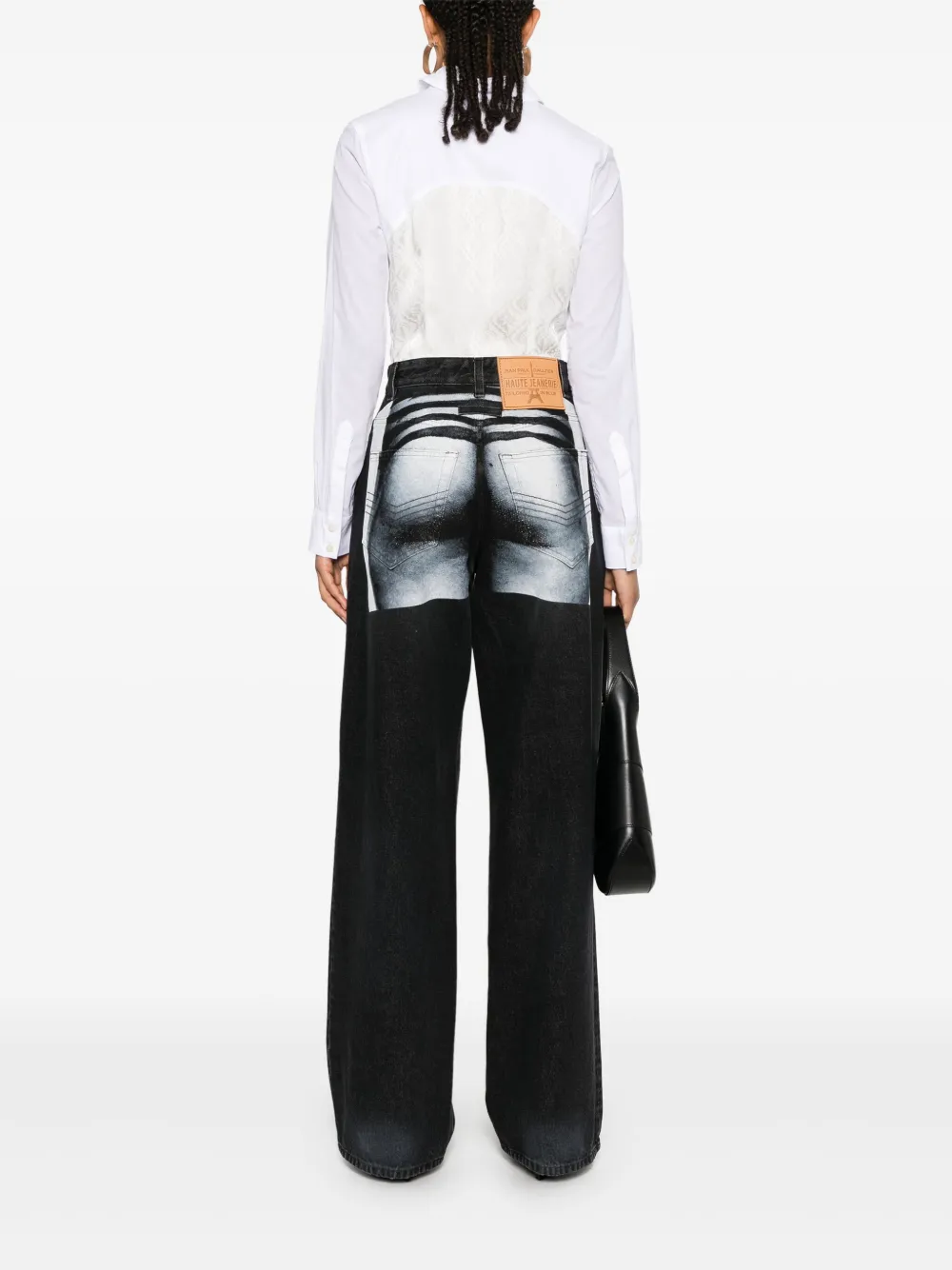 jeanpaulgaultier Jean Paul Gaultier Body jeans met Marinière print - Zwart
