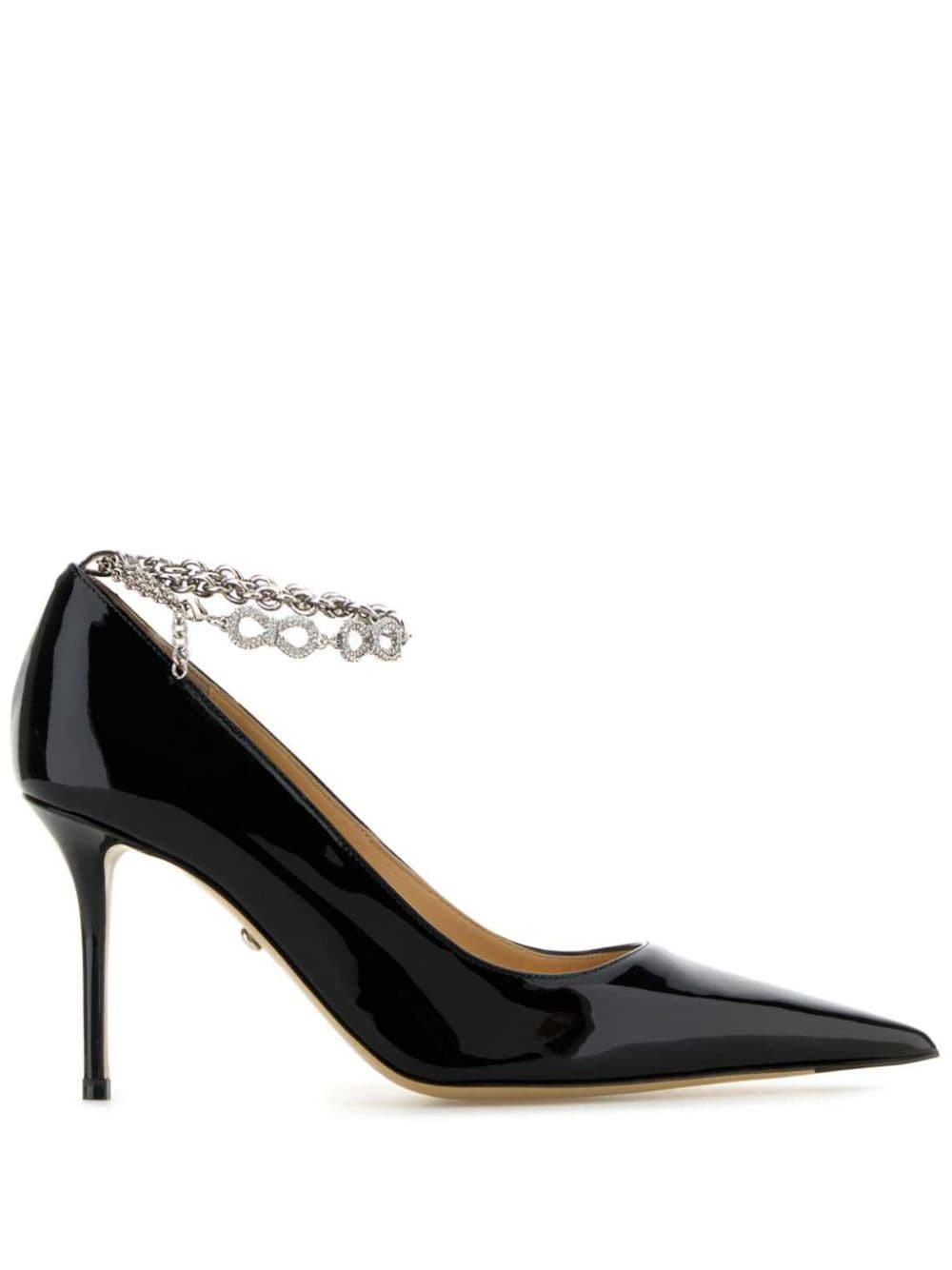 Shop Mach & Mach 85mm Bow Chain Pumps In Black