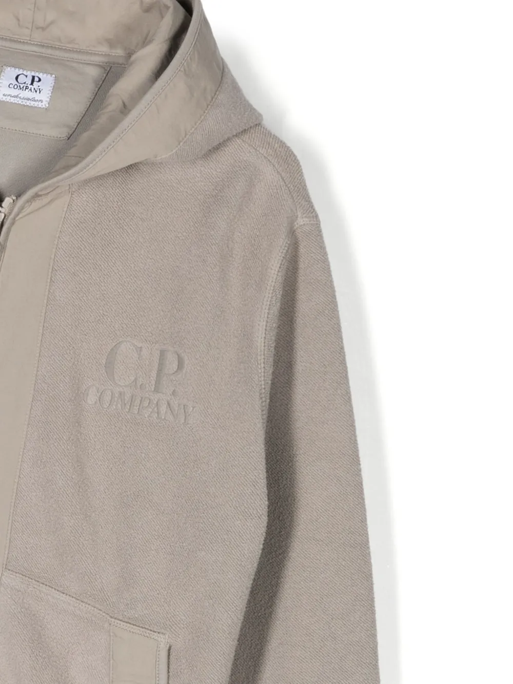 Shop C.p. Company Logo-embroidered Hoodie In 灰色
