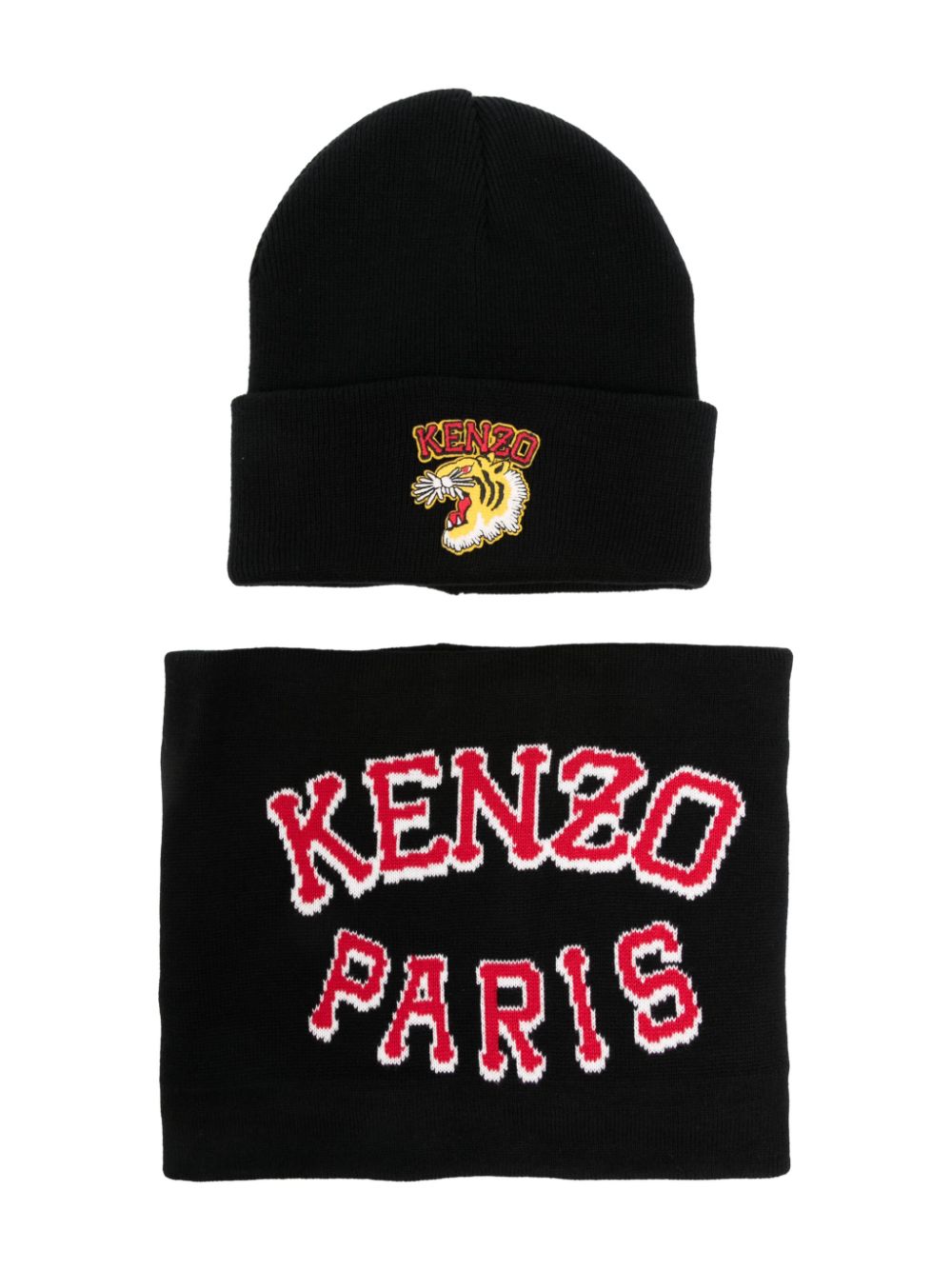 Kenzo Kids knitted beanie set (set of two) - Black