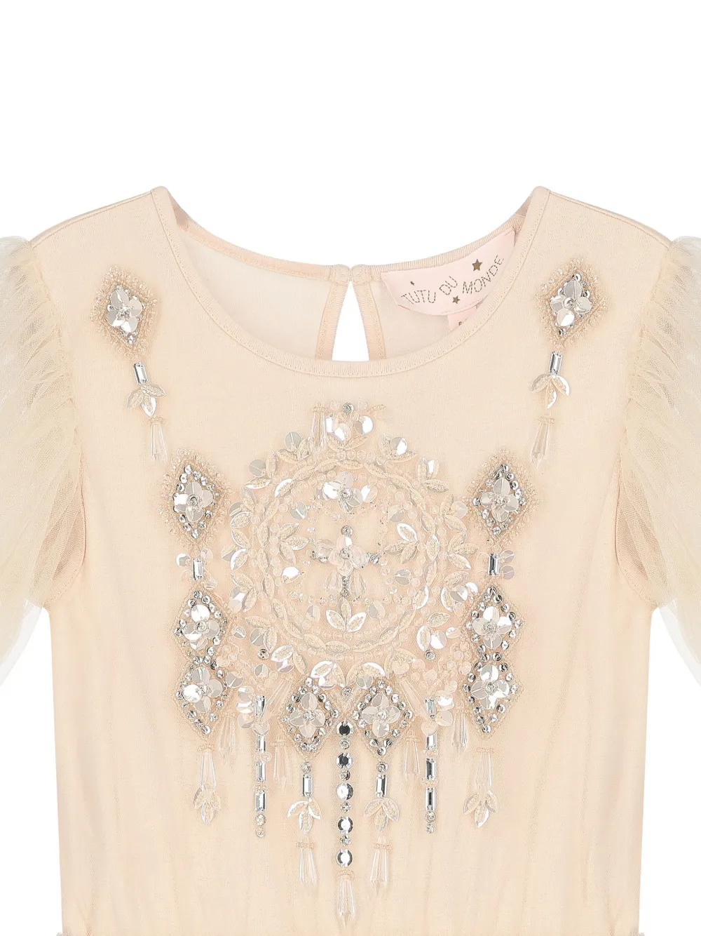 Shop Tutu Du Monde Embellished Tulle Dress In Neutrals