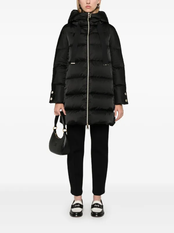 HERNO モノグラム ウール ダウンコート 2way フーデットコート 38 HERNO モノグラム ウール ダウンコート 2way フーデットコート 38