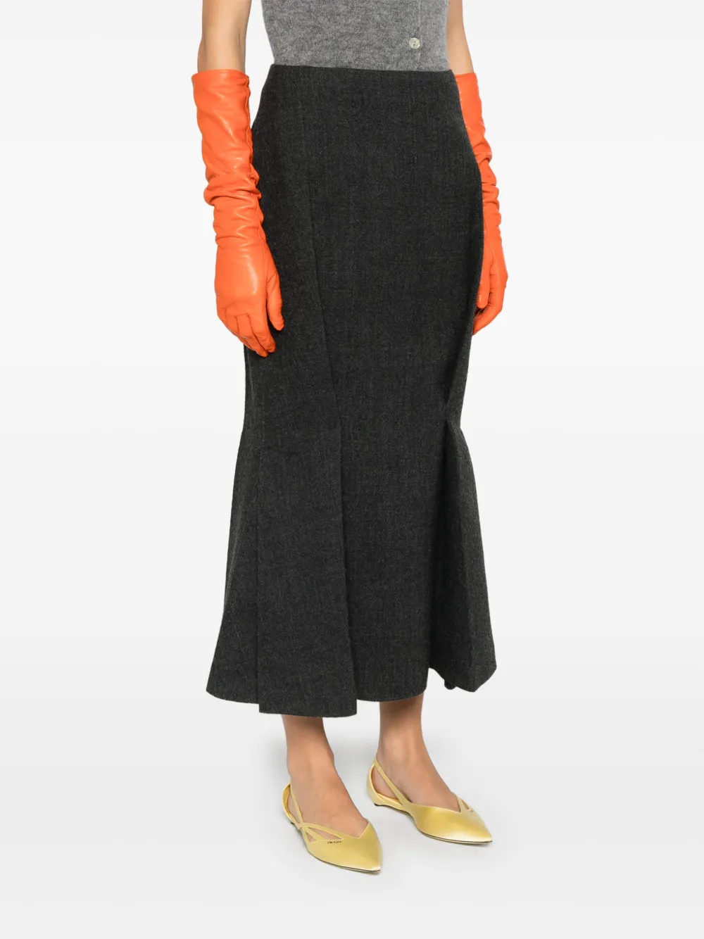 Prada Midi-plooirok Grijs